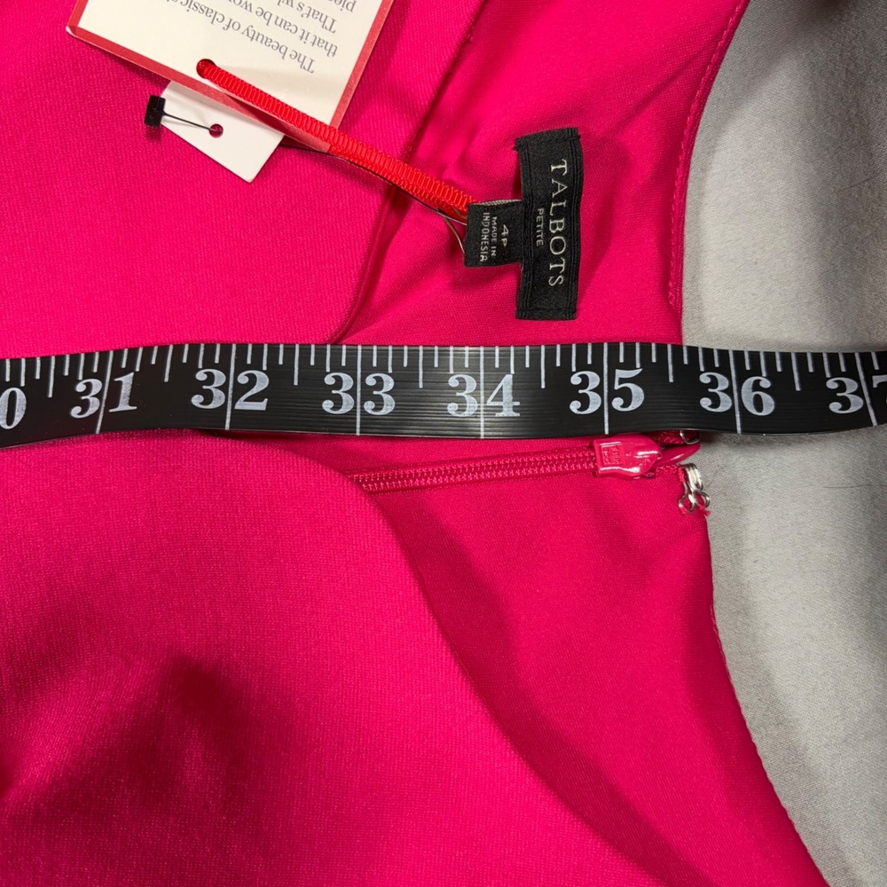 Talbots Petite Pink Sleeveless Sheath Dress Notched Neck 4P NWT 326524 - Picture 5 of 6
